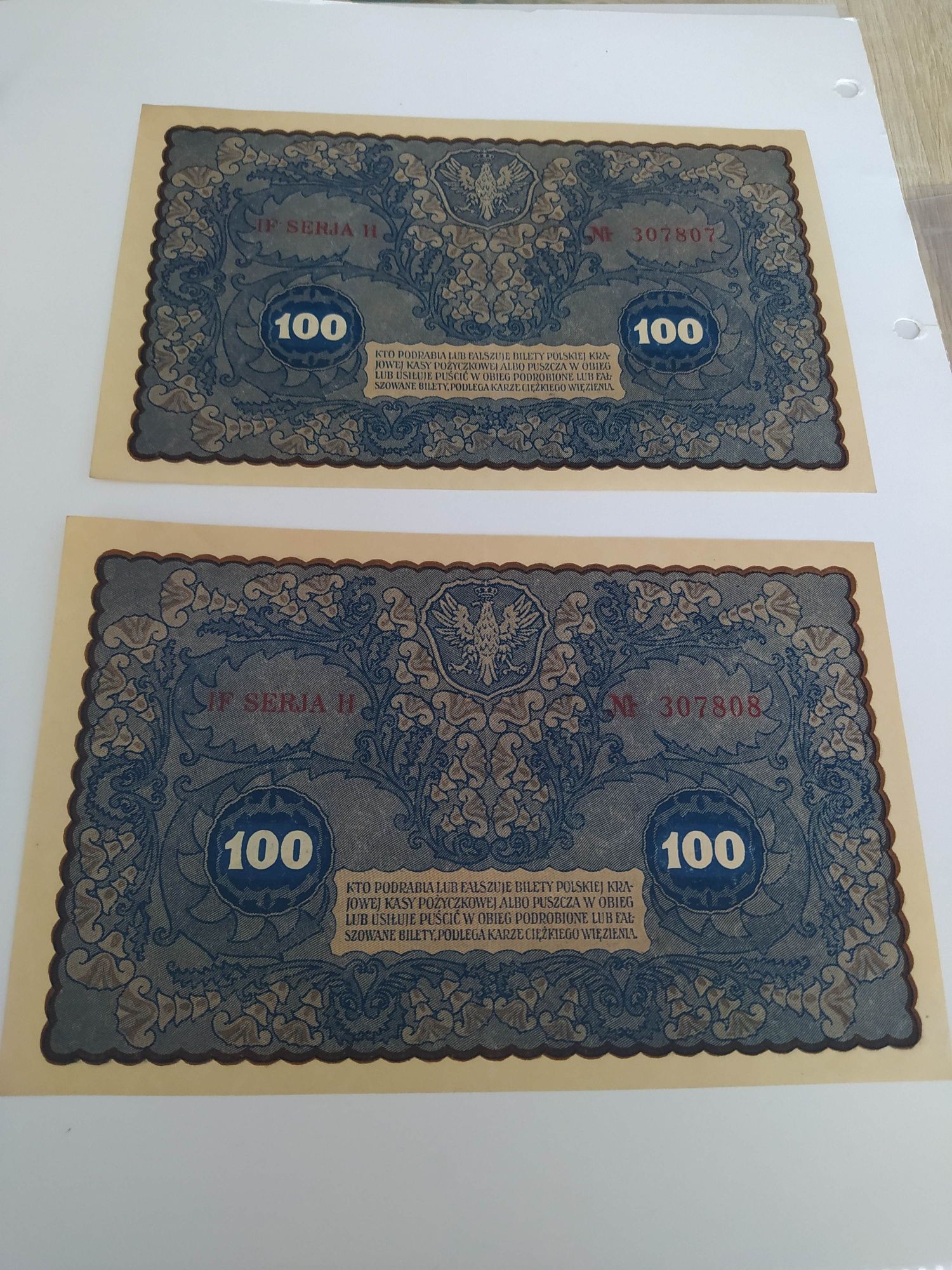 Banknot 100 Marek Polskich 1919 r  ;3