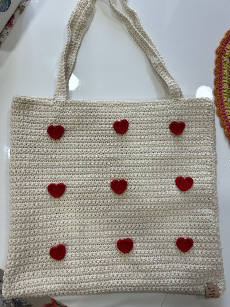 Saco de crochet - tote bag e bolsa telemovel Feito à mão