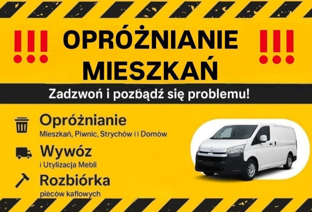 Wywóz śmieci, Sprzątanie i Opróżnianie mieszkań, domów, piwnic.