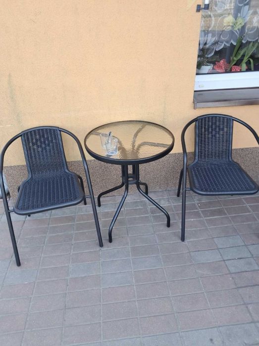 Stolik Ogrodowy Szklany Hartowany Kawowy Balkonowy Patio Okrągły 60 cm