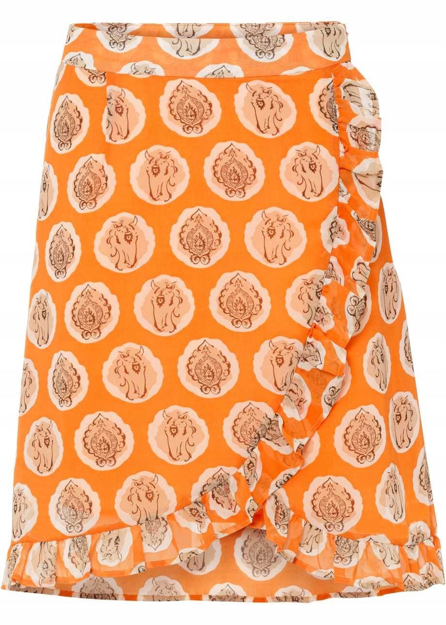 B.P.C spódnica szyfonowa pomarańczowa we wzory 44.
