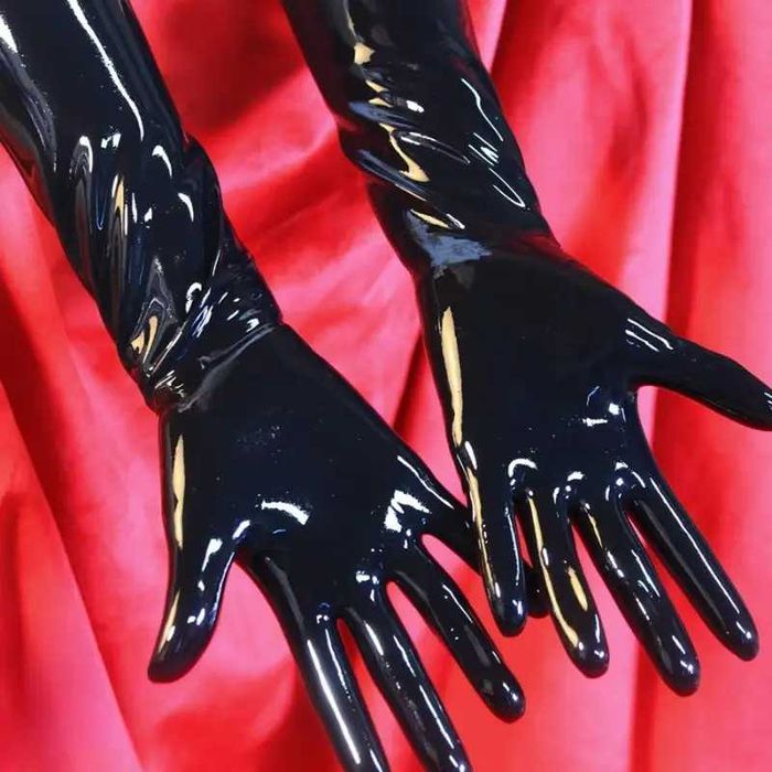 Rękawiczki Lateksowe latex Roz. M czarne na połowe przedramienia