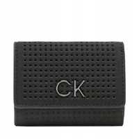 Calvin Klein portfel skóra ekologiczna czarny RE-Lock Trifold