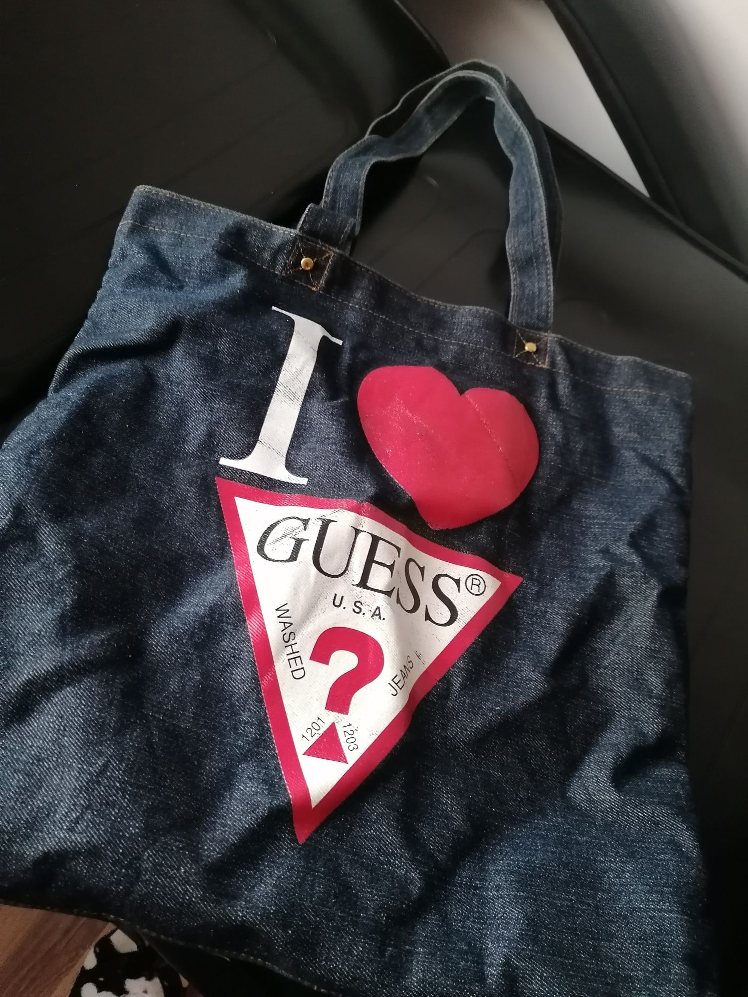 Guess torebka jeansowa shopping bag