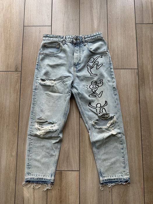 Jeansy carrot Keith Harring Zara roz. 38 M