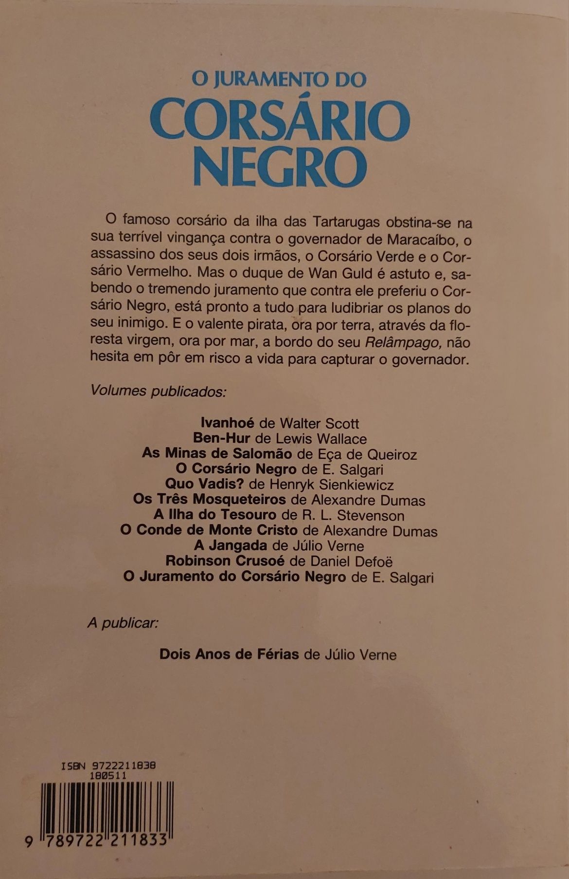 Livro "O Juramento do CORSÁRIO NEGRO" de Emilio Salgari