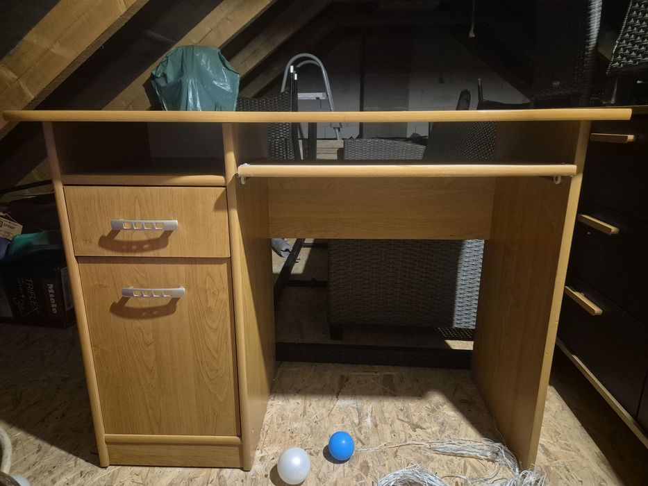 Biurko, szufladami, szafka, szuflada na klawiaturę