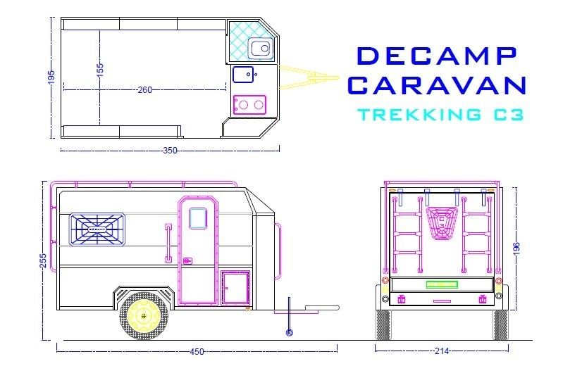 Decamp C3 Caravana todo terreno com garagem reboque porta motos