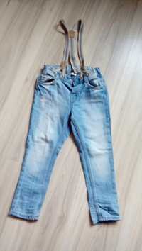 Jeansy spodnie z szelkami h&m