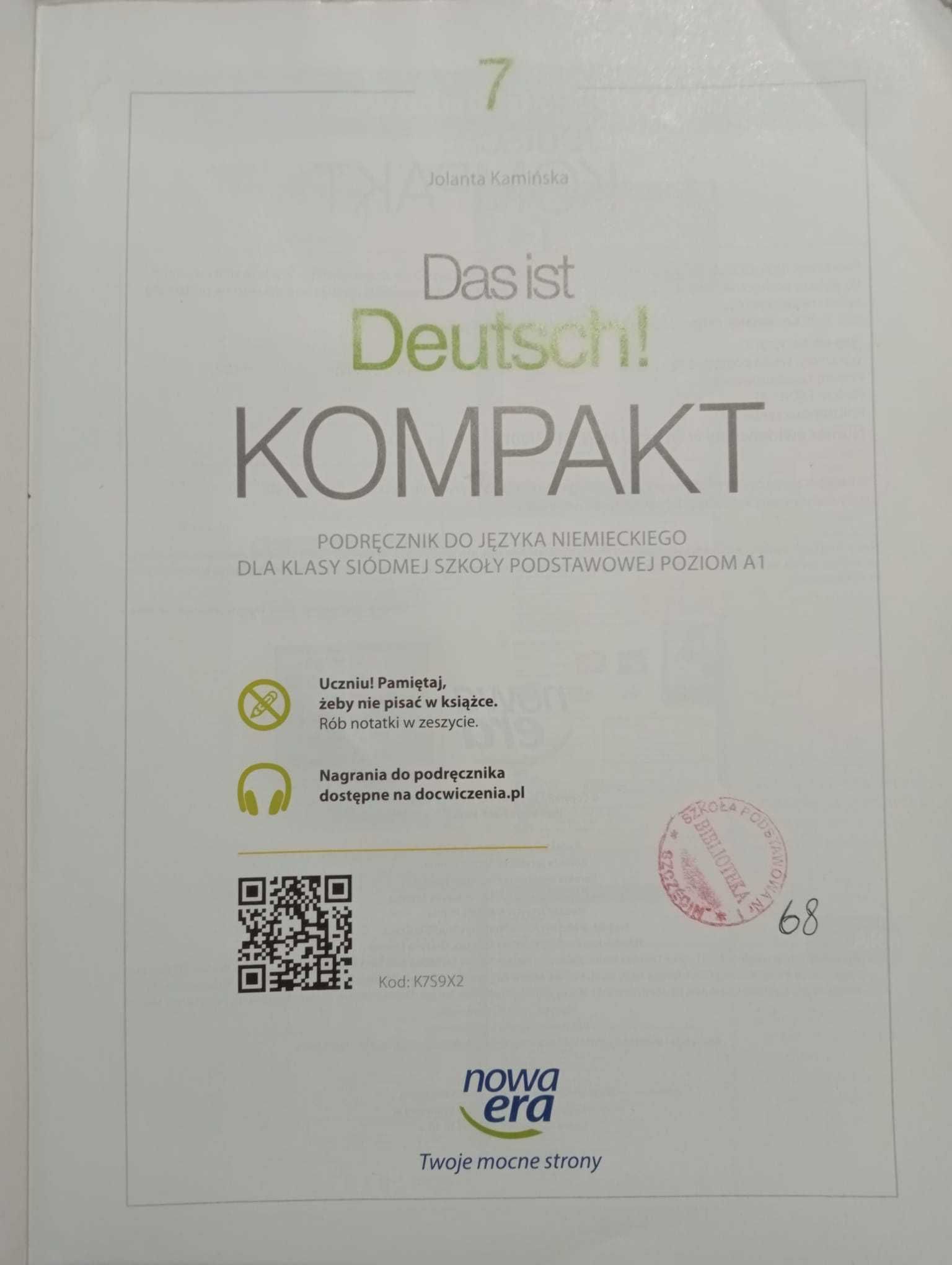 Das ist deutsch! Kompakt. J.niemiecki. Podręcznik Klasa 7 Kamińska J.