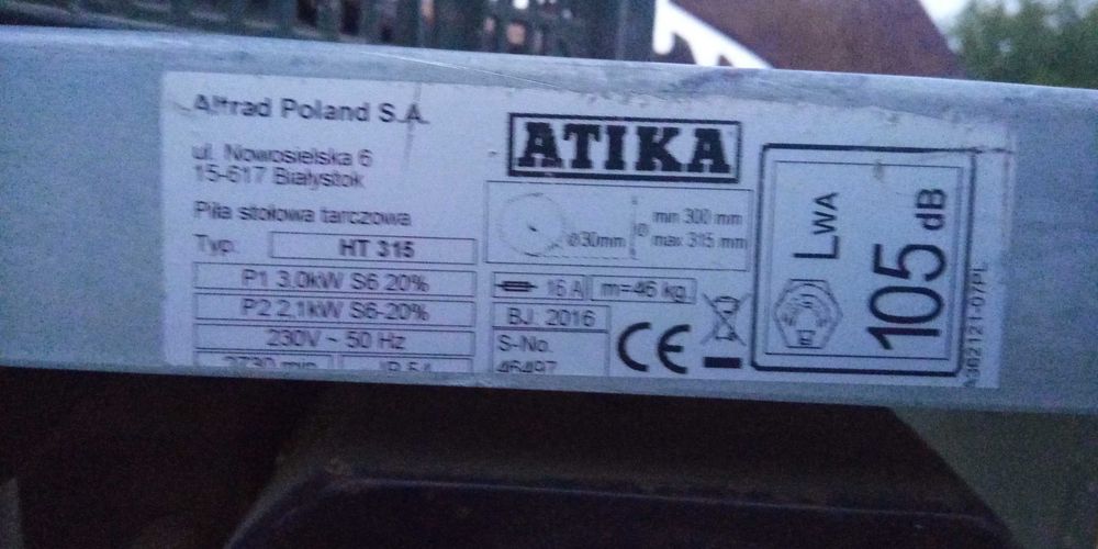 Piła stołowa ATIKA HT 315 3,0 kW