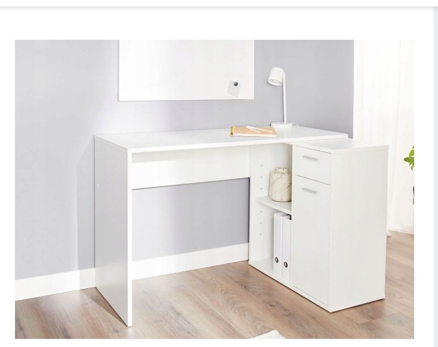 Livarno Home Duże Biurko z szafką białe 145cm