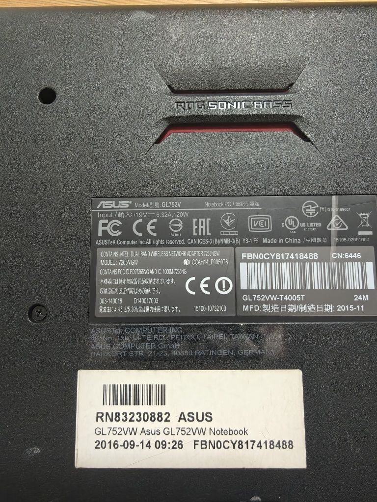 Asus Gl752v без зарядного