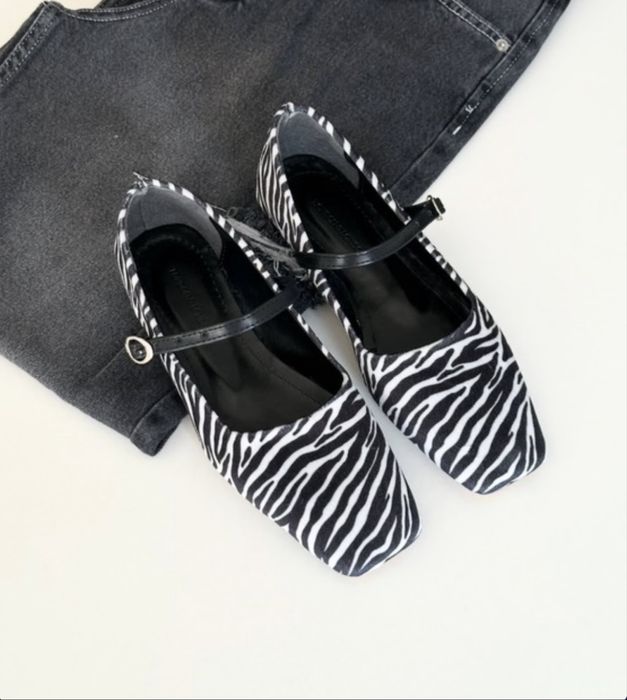 балетки мері джейн mary jane з ремінцями зебра