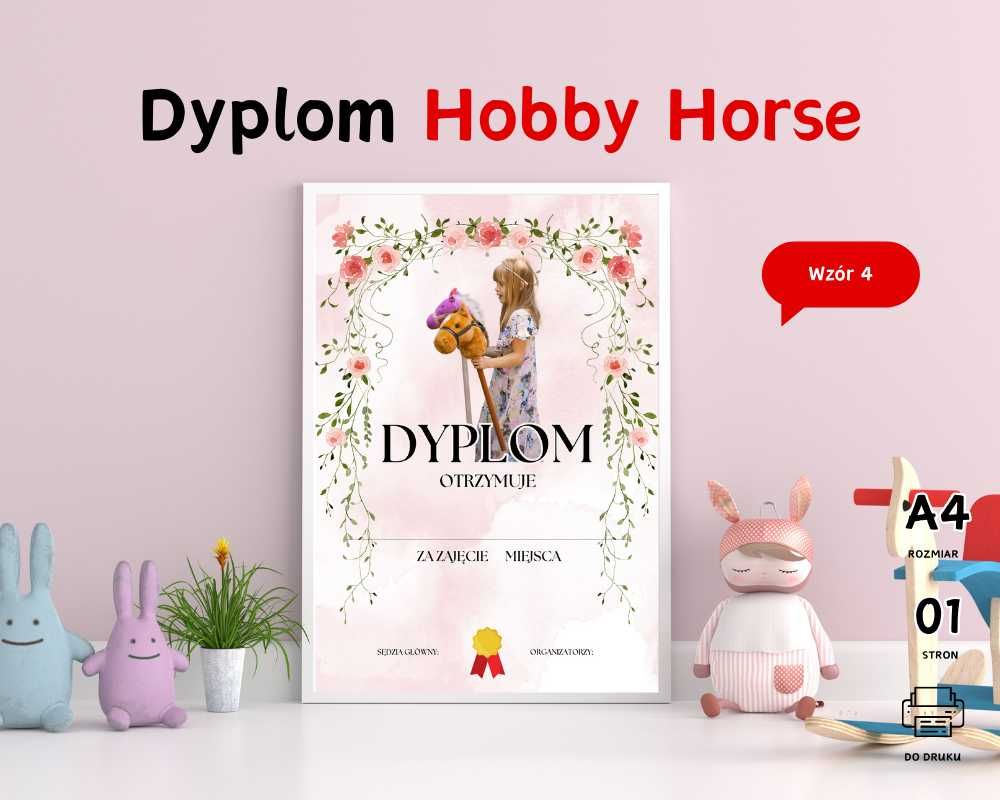Dyplom Hobby Horse – 5 wzorów do wyboru A4 PDF do druku