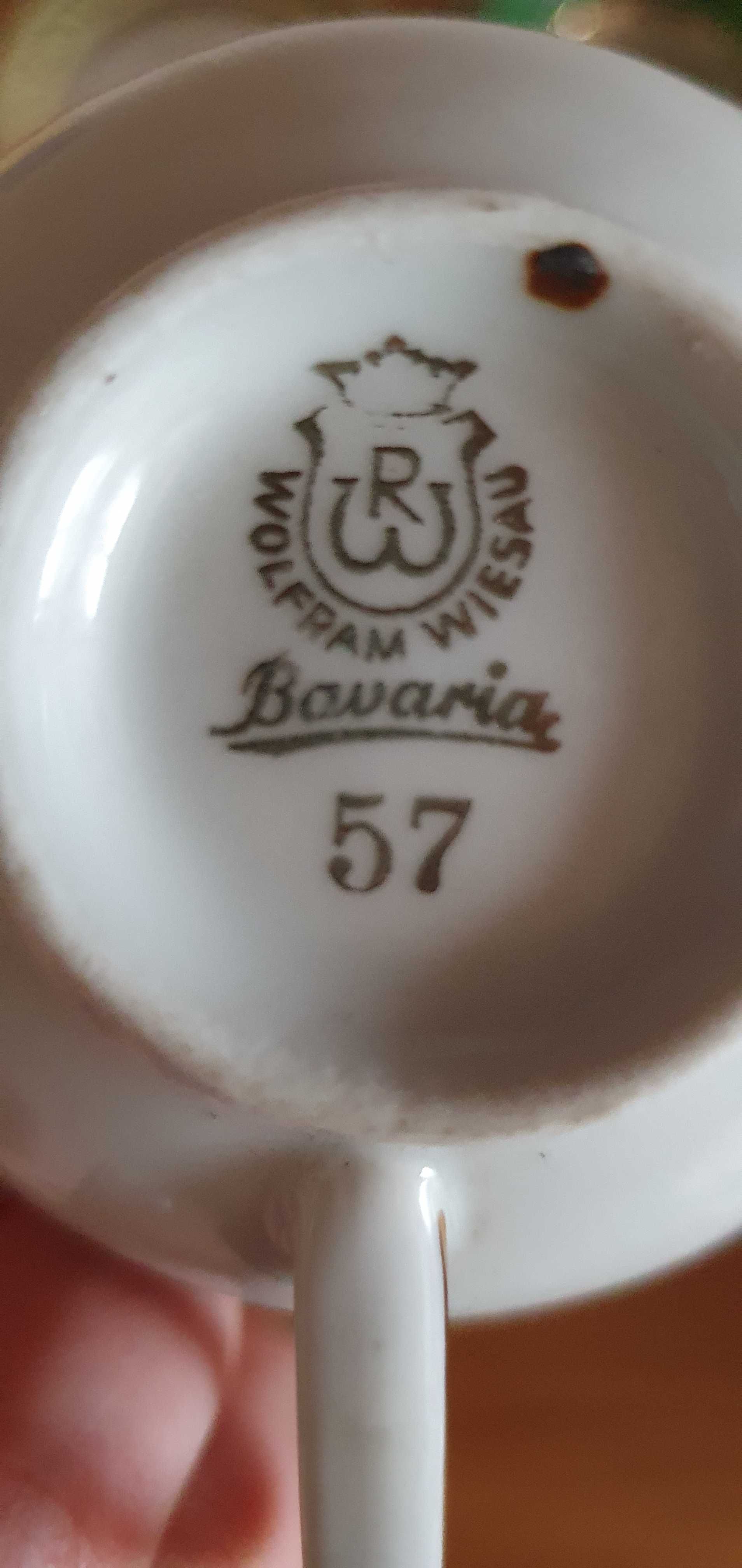 Porcelana Vintage filiżanki Bavaria Wolfram Wiesau 2 szt ze spodkami