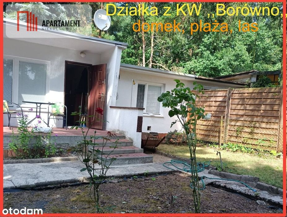 Działka z domkiem Borówno KW jezioro , las.