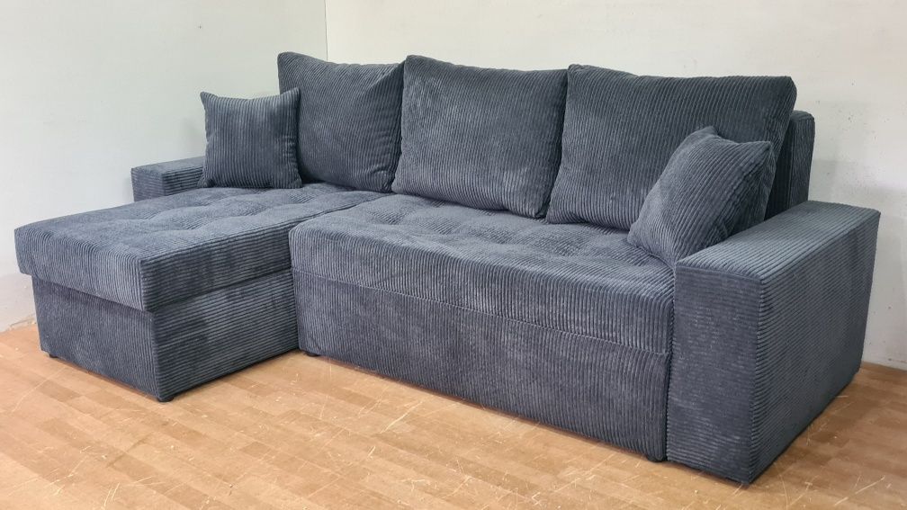 Nowy Narożnik sprężyny automat sztruks welur plusz kanapa sofa rogówka