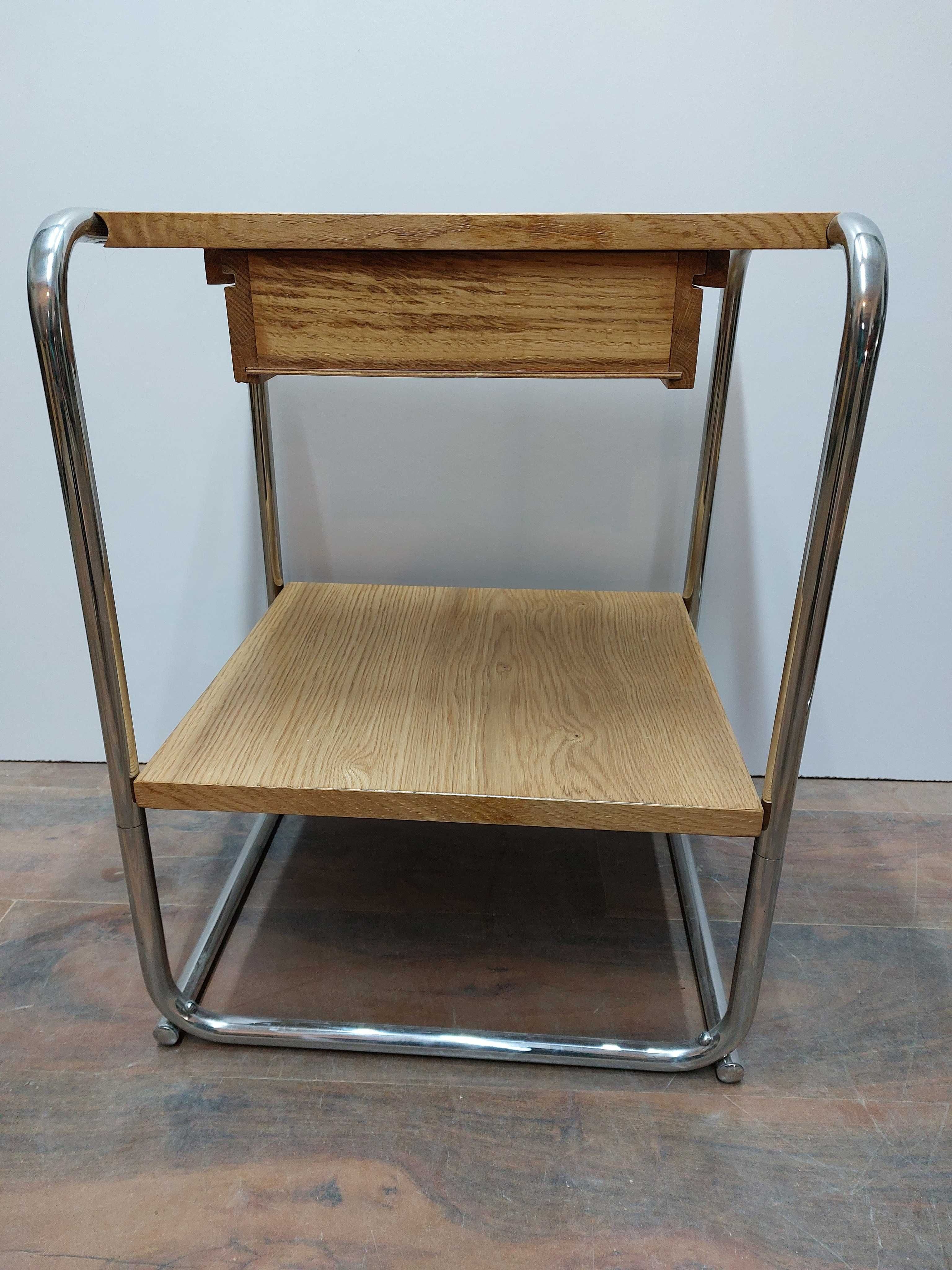 Szafka nocna Chrom Dąb styl Model: Thonet T29 Art Deco Bauhaus