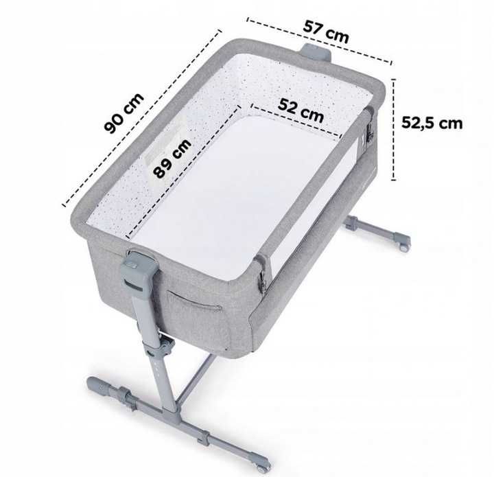 Łóżeczko turystyczne Kinderkraft 57 x 90 cm odcienie szarości i srebra