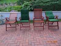 Krzesło ogrodowe pozycyjne (eukaliptus), 4 sztuki, wraz z poduszkami