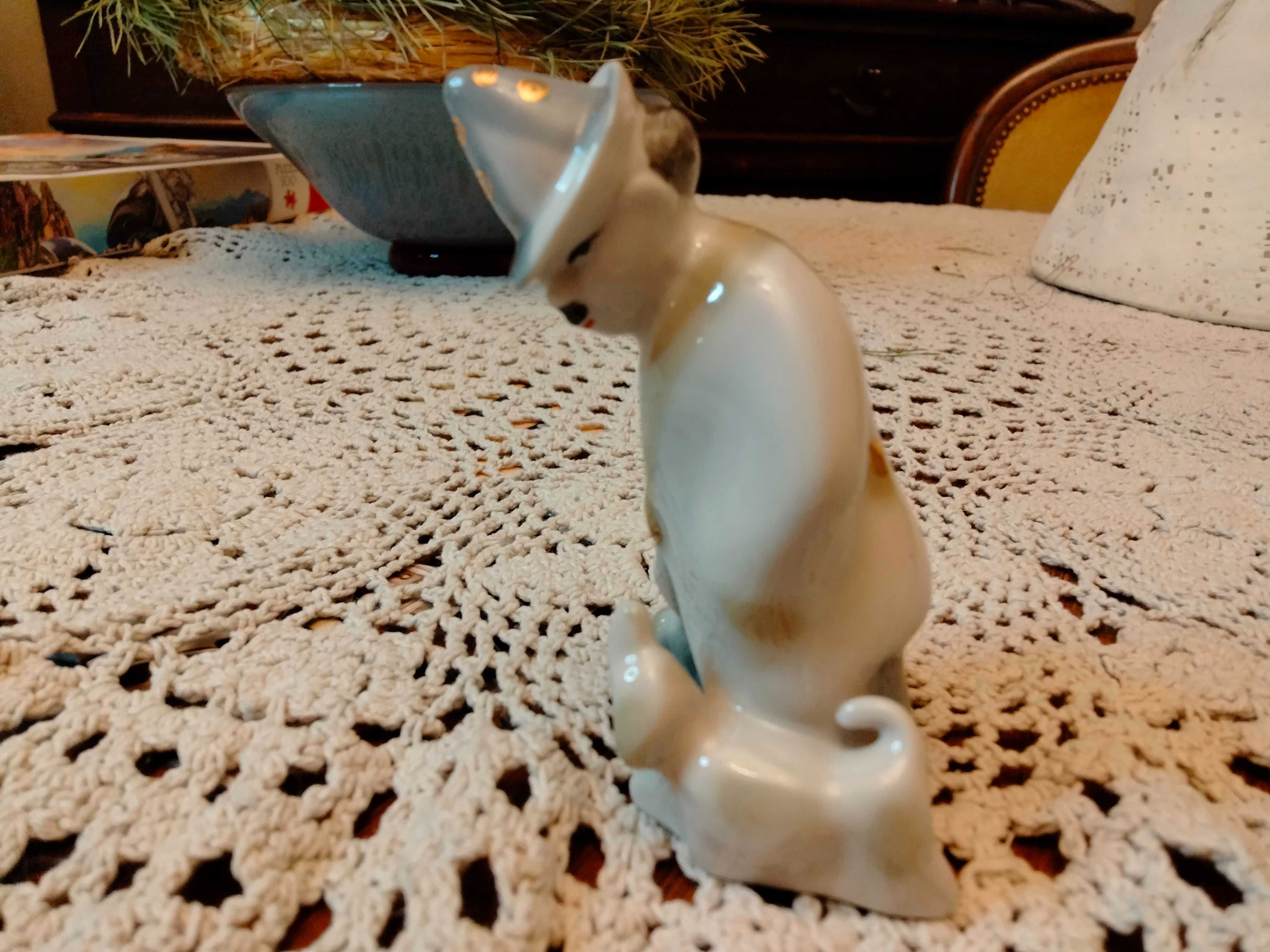 Figurka porcelana Połonne klaun z psem Ukraina