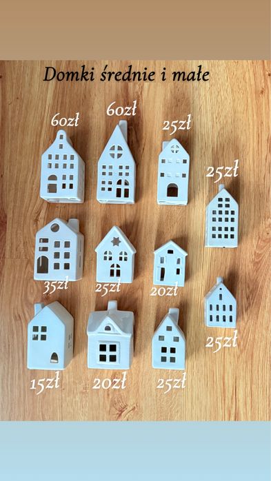 Domki ceramiczne - na tealight świeczkę led białe