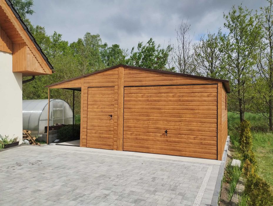 garaż 4,5x6 i wiata 1,5x6, drewnopodobny, blaszaki 6x5, wiaty, hale