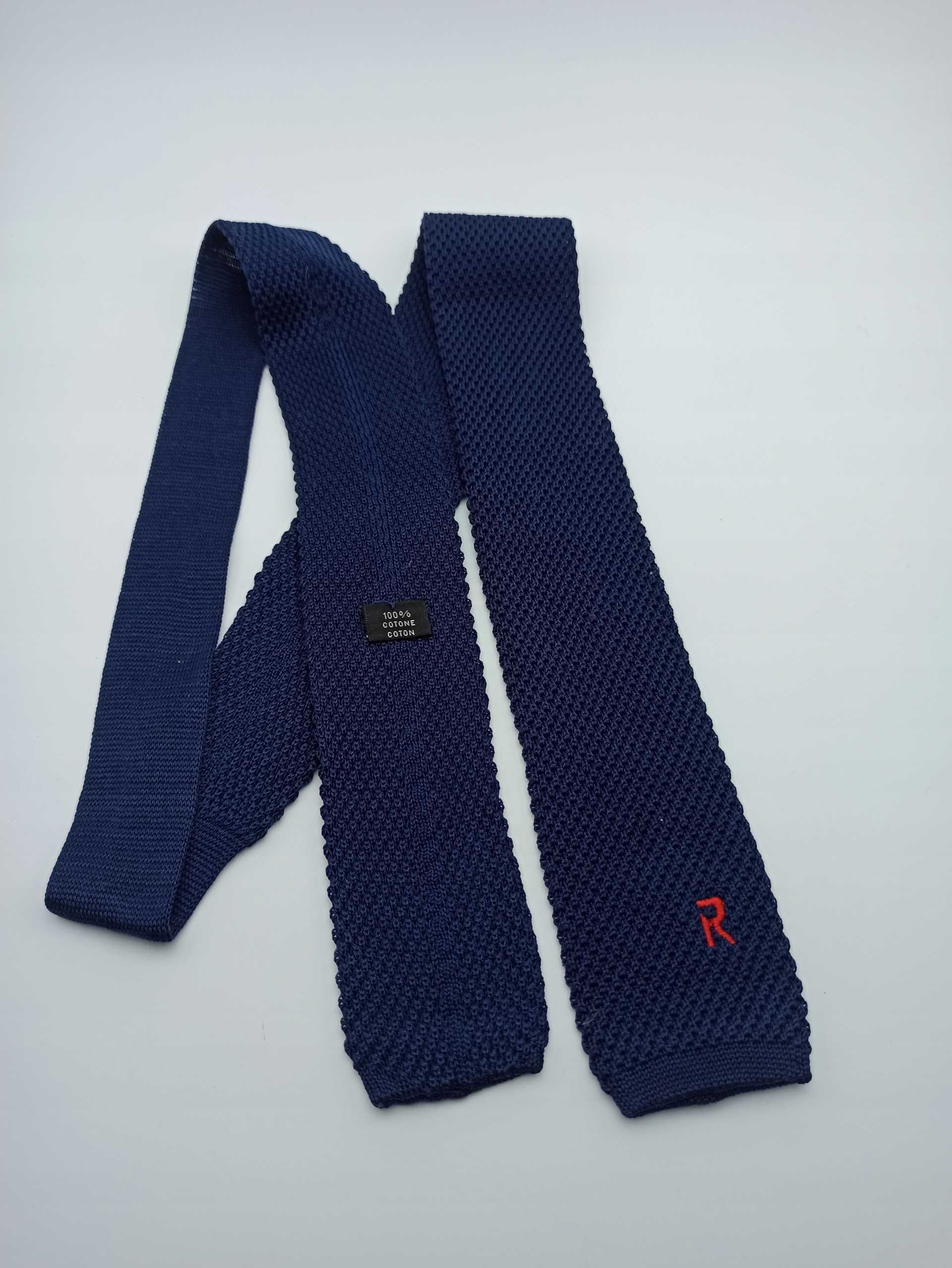 Bawełniany granatowy krawat knit kn26