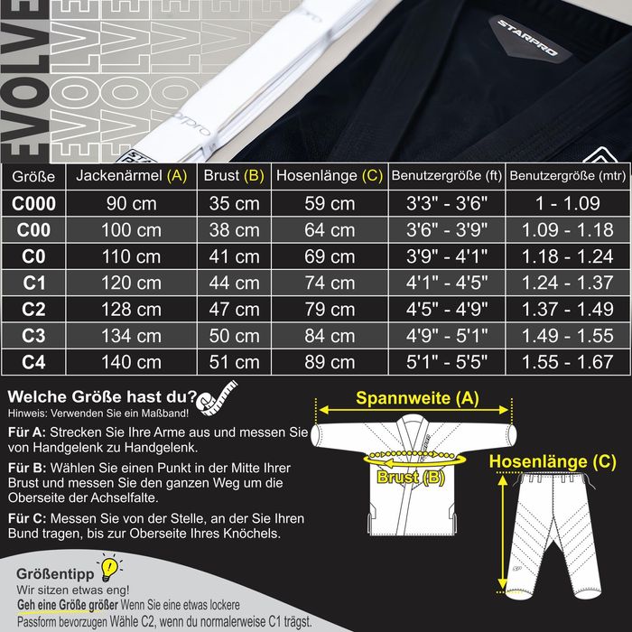 Starpro Dziecięce Kimono GI Do Brazylijskiego Jiu-Jitsu Czarne C1