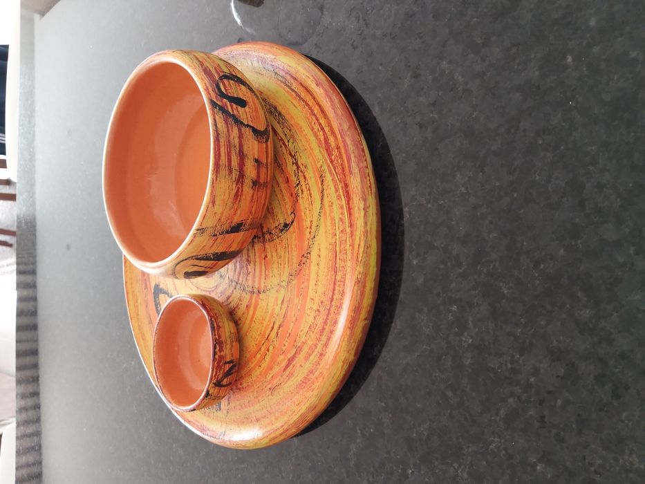 3 peças em barro pintado