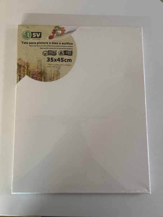 Tela para pintura a oleo ou acrilico 35 x 45 cm 100 % algodao 280 g m2