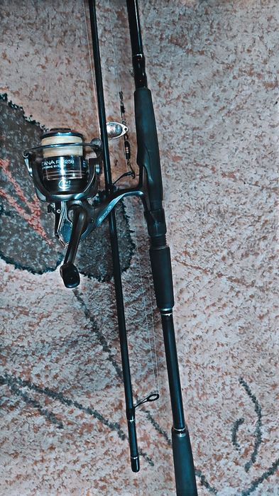 Wędka schimano z kołowrotkiem i plecionka