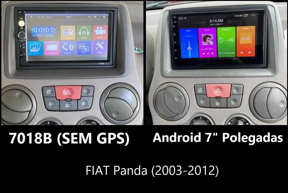 Rádio 2DIN • Fiat PANDA (2003 a 2023) • Android 169/319 GPS