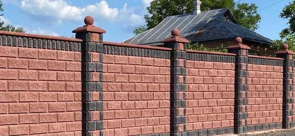 Блок парканний вібропресований, рваний камінь