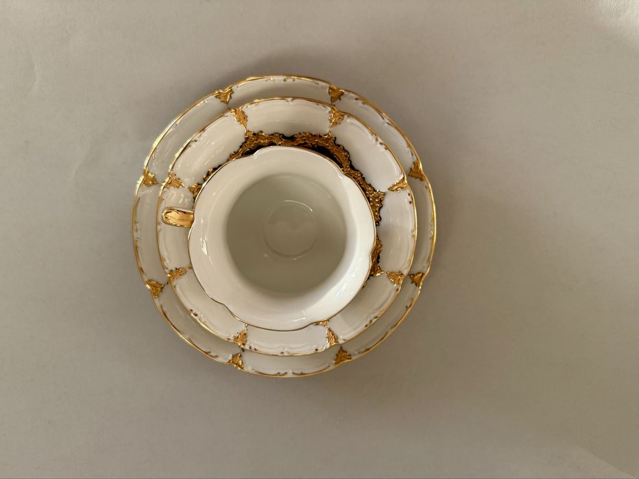 Miśnia cudowne TRIO duża filiżanka kawa/herbata bogato złocona Bform