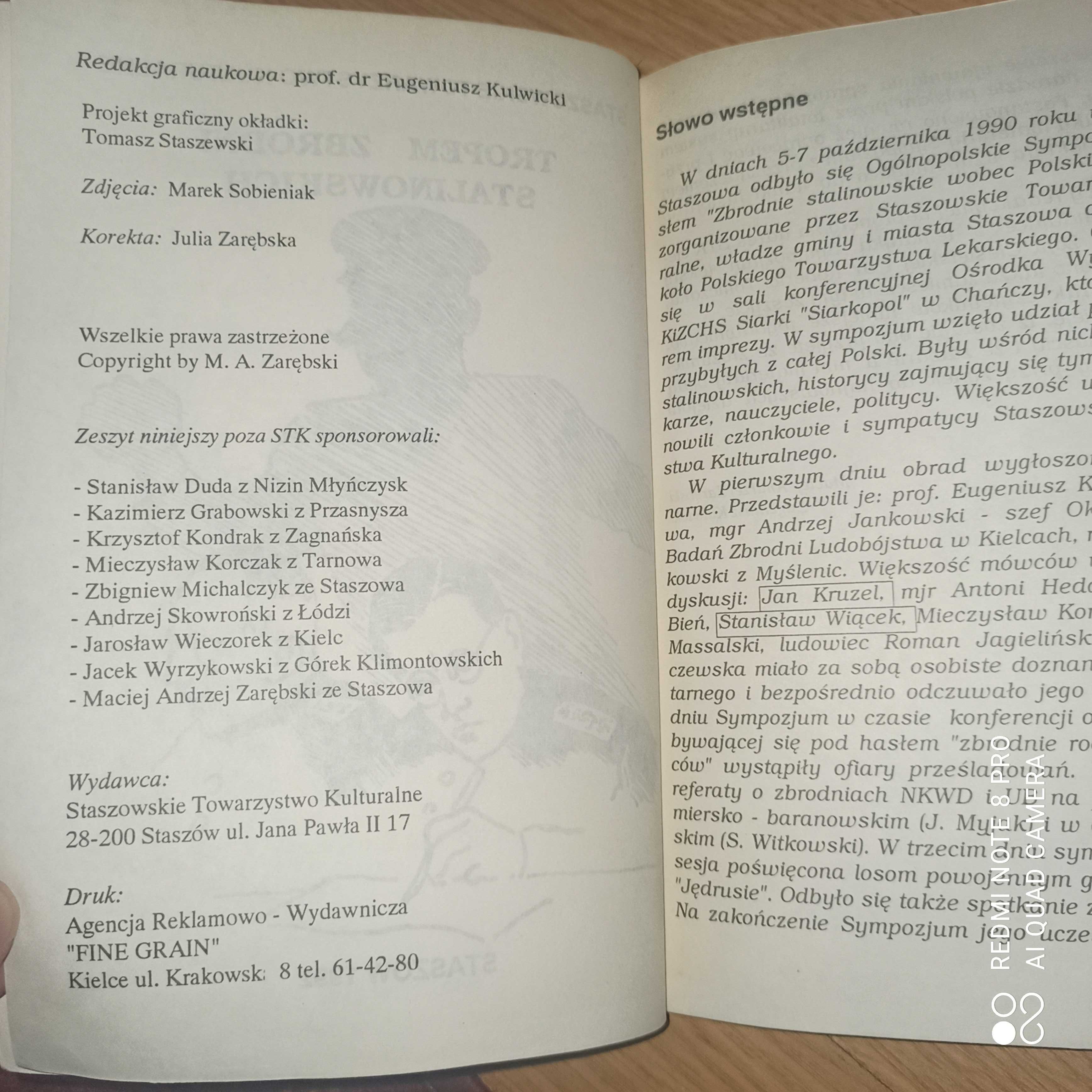 Tropem zbrodni stalinowskich. Staszowskie Towarzystwo Kulturalne 1992