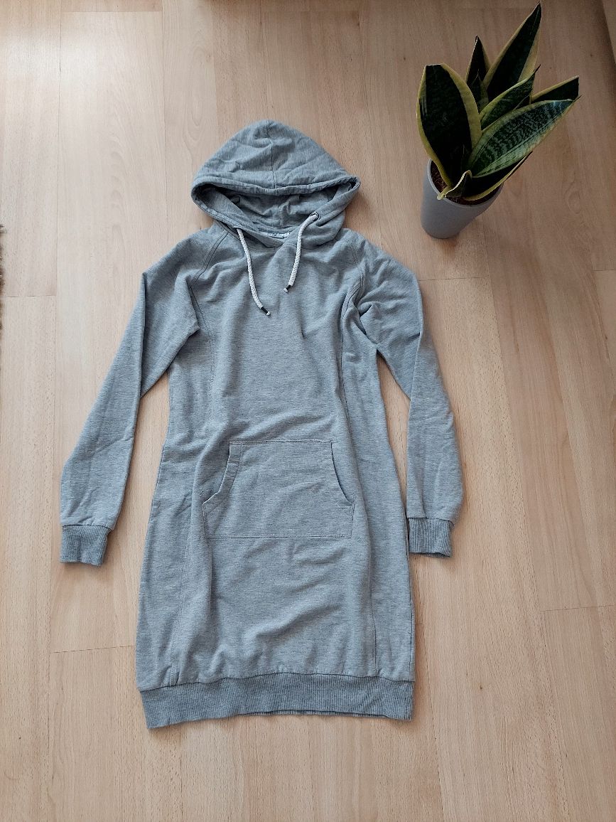 Bawełniana szara bluza sukienka 36 S