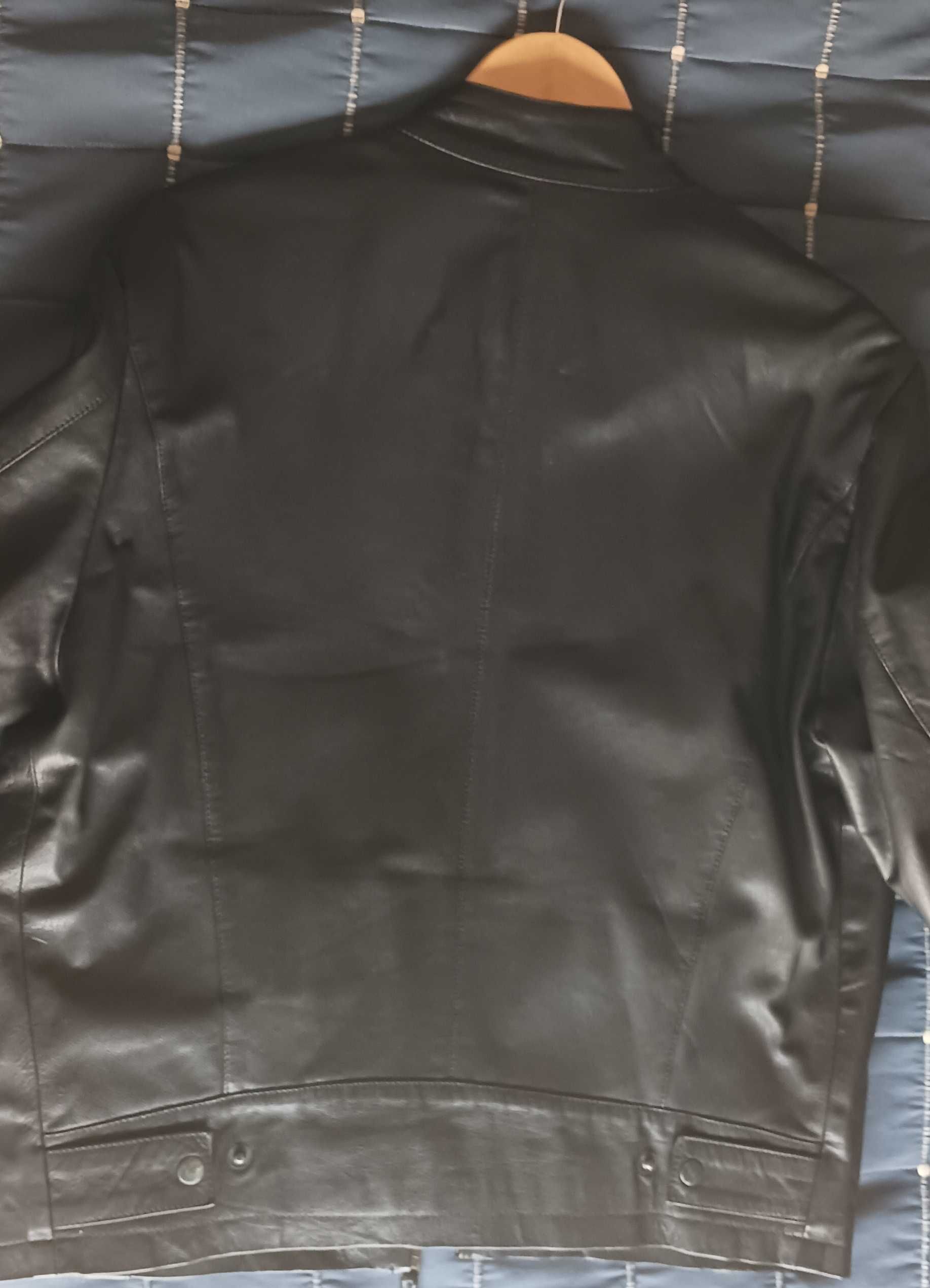 Casaco de cabedal preto/black leather jacket, tamanho L