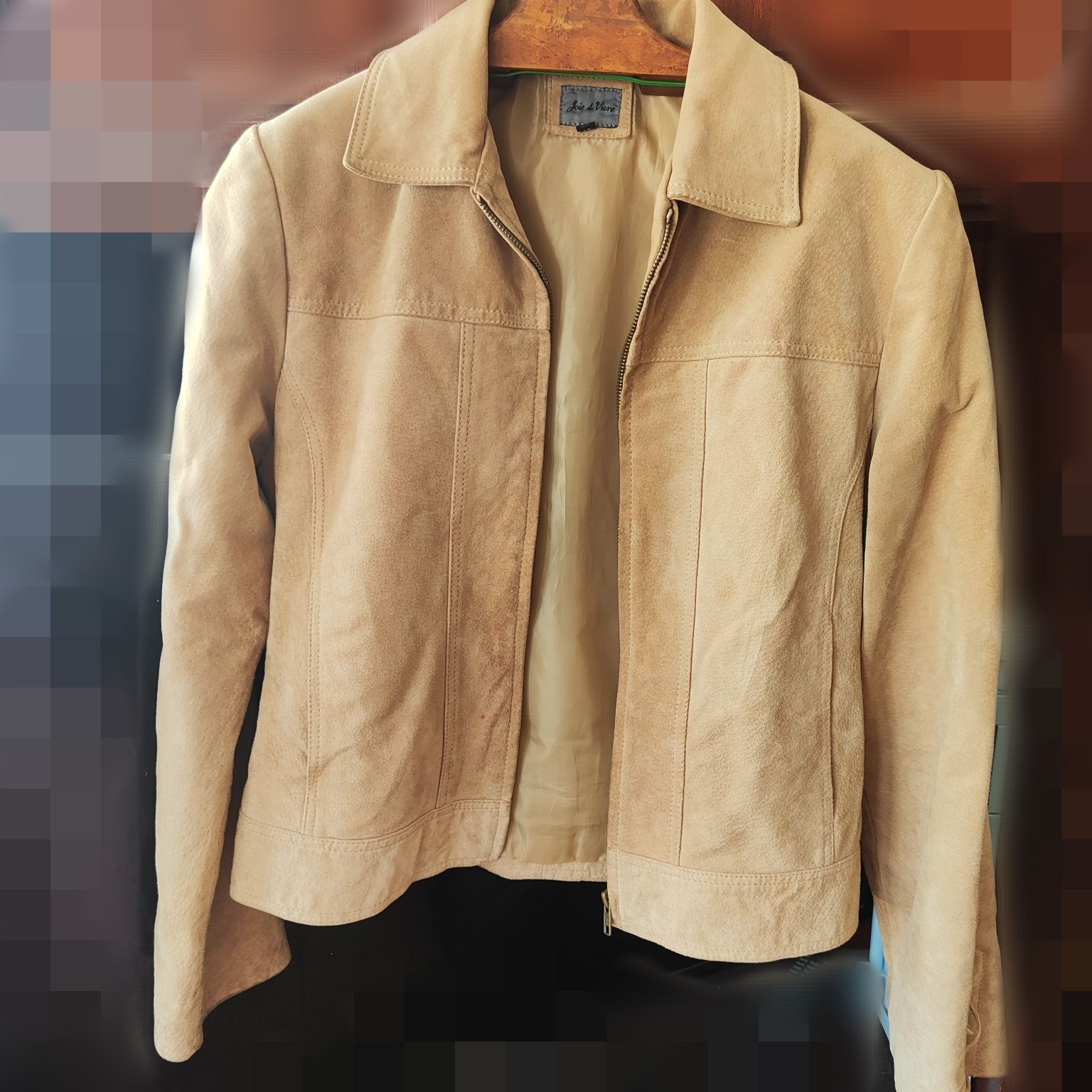 Casaco Blazer Pele Vintage Joie de Vivre - Beje