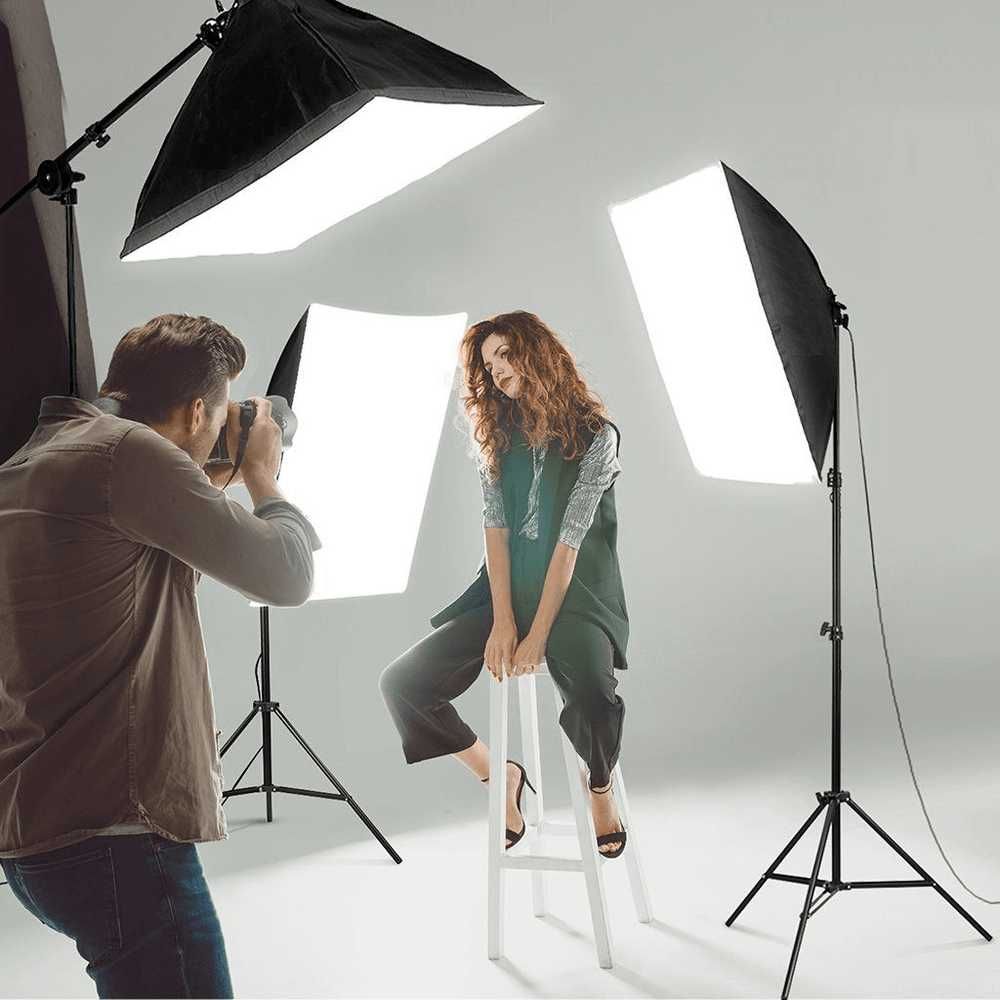 Casquilho para 4 lâmpadas com Softbox 50 x 70 cm