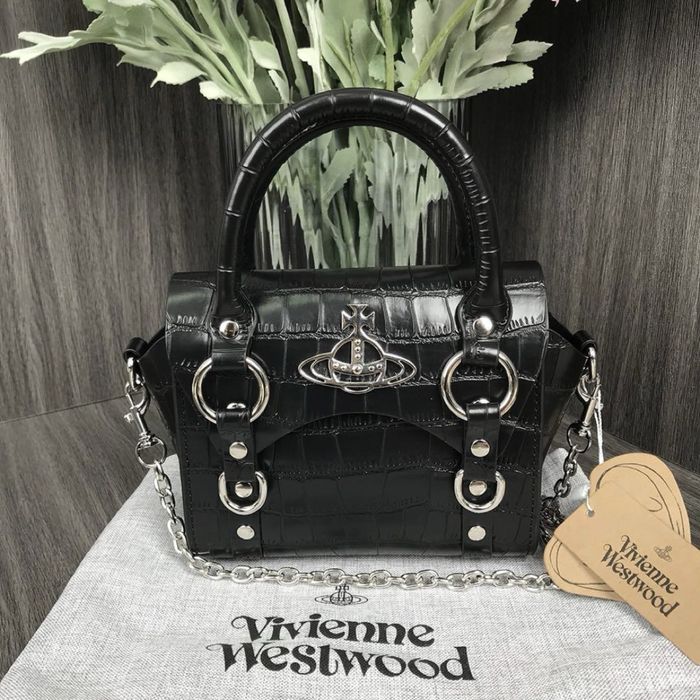 torebka Vivienne Westwood BETTY croco mini shoulder bag torba czarna