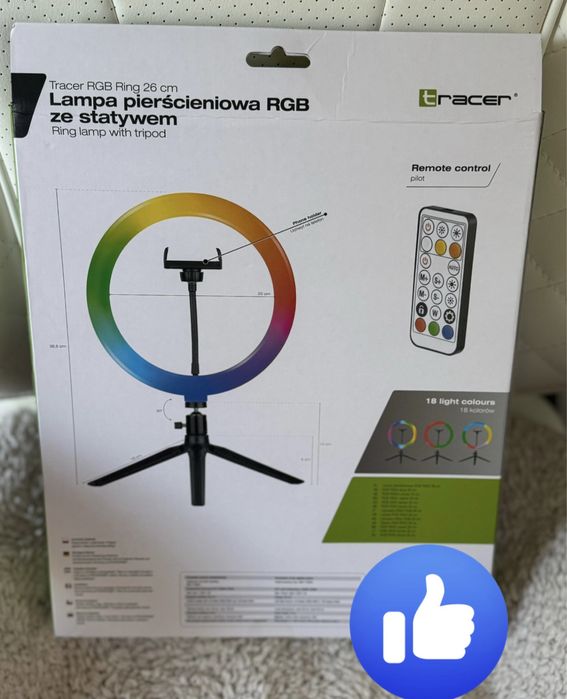 Lampa pierścieniowa Tracer RGB Ring 26cm + statyw