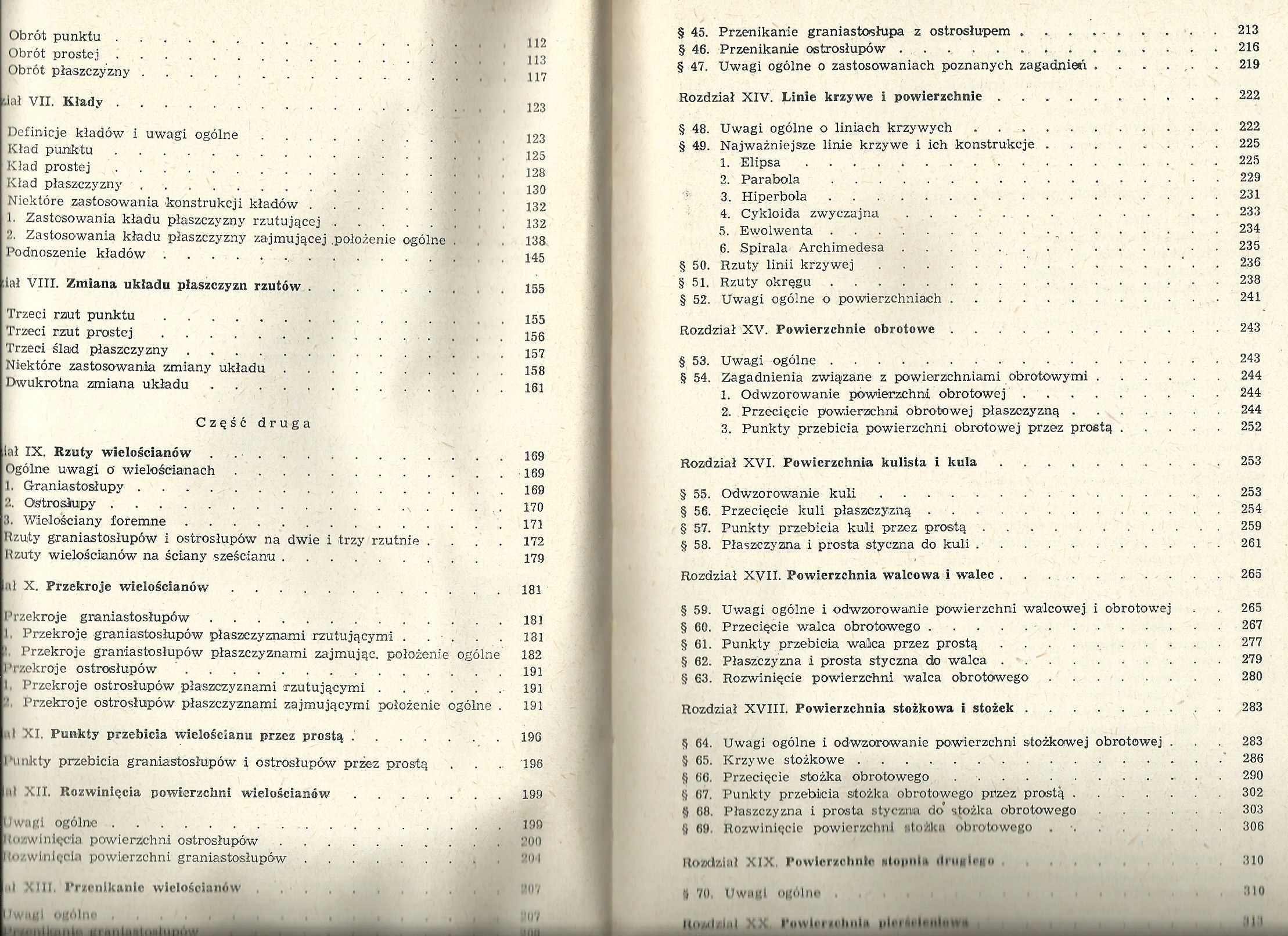 Książki "Geometria wykreślna", T. Rachwał Tom I i II, J. Waligórski