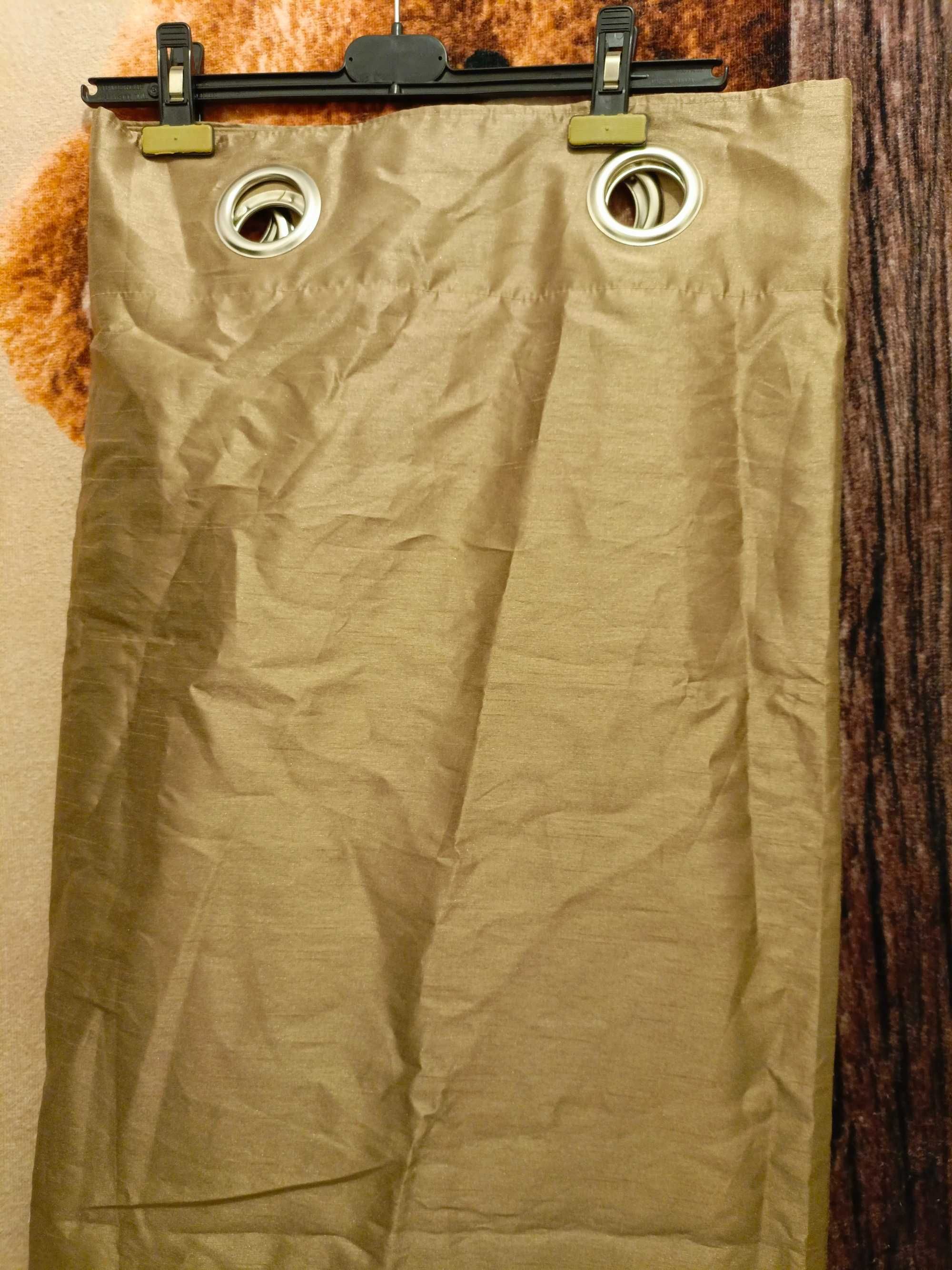 2szt.: brązowo złotych zasłon 2x 136cm x 166cm