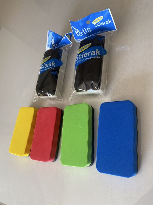 NOWE gąbki magnetyczne do tablicy suchoscieralnej 6 sztuk
