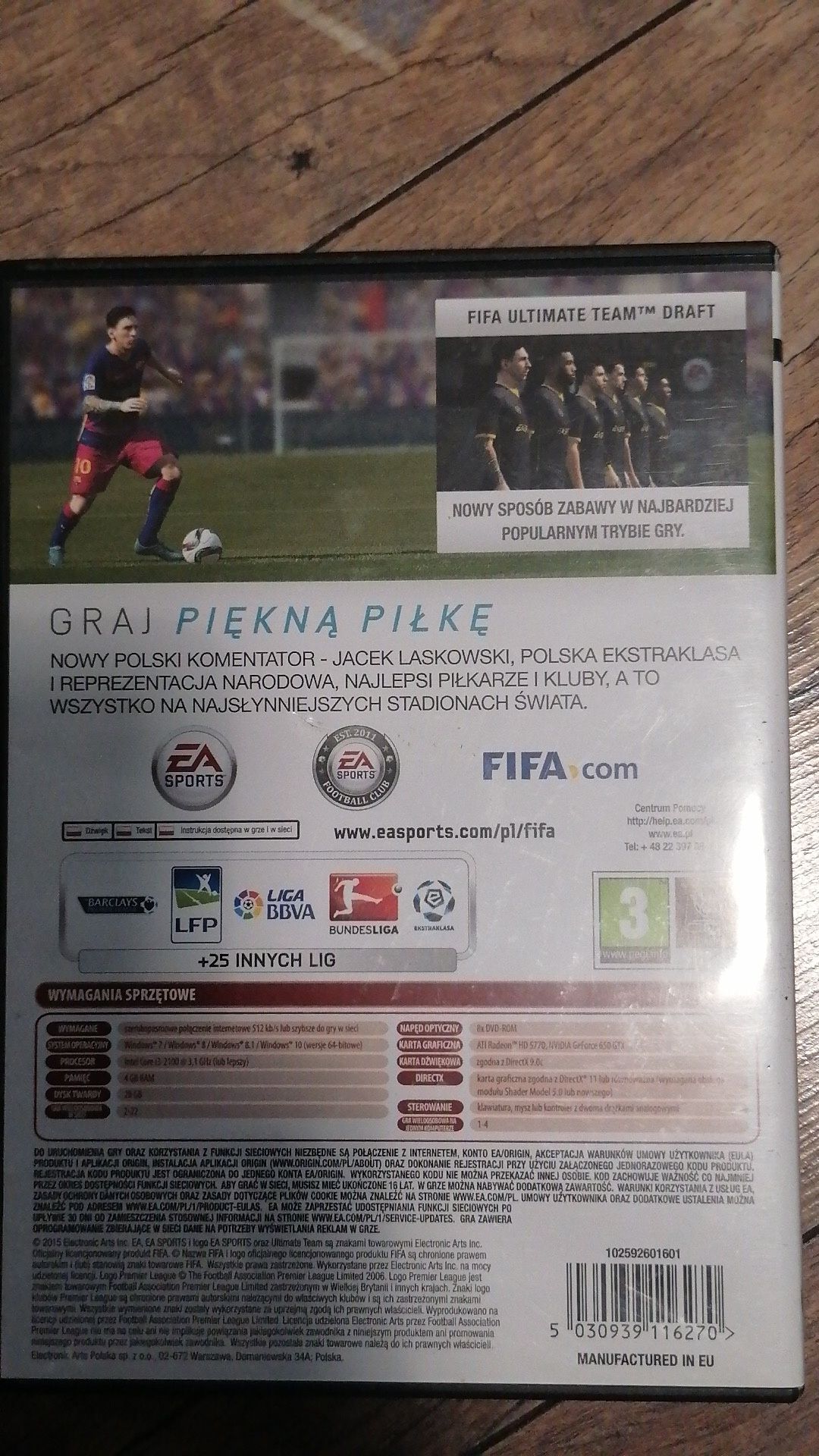 Pudełko Fifa 16 wersja CD na komputer pc