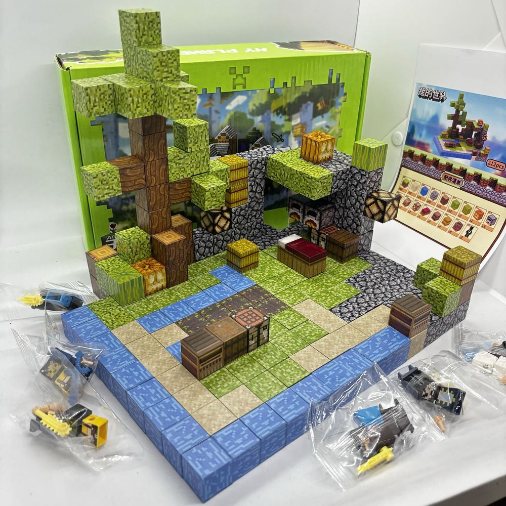 212шт +6 героїв Магнітний конструктор майнкрафт minecraft кубики 3д 3d