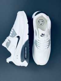 Мужские Кроссовки Nike Air Max 90 Белые Кожаные Кросовки Найк Аир Макс