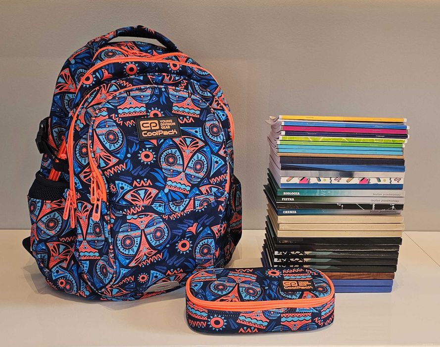 Plecak młodzieżowy tornister szkolny CoolPack + piórnik + 29 zeszytów
